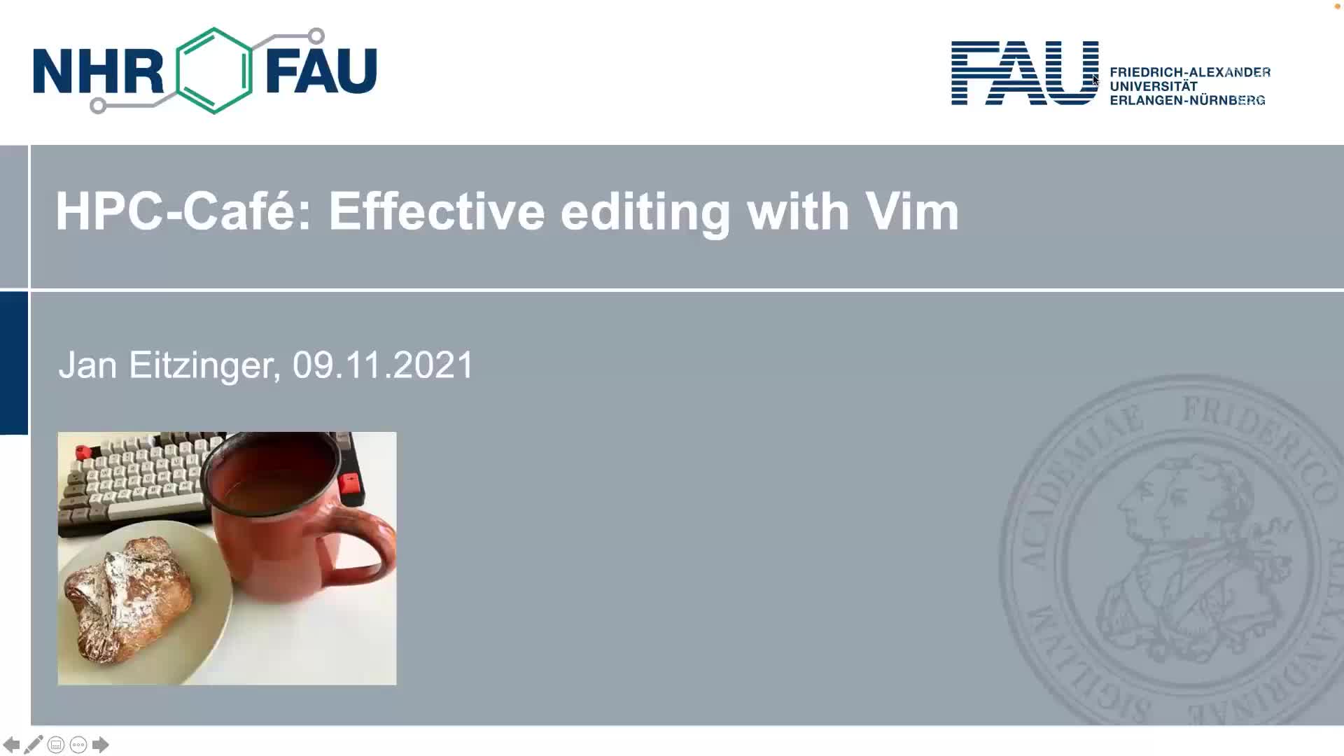 HPC Cafe 2021-11-09: Effective editing with Vim preview image