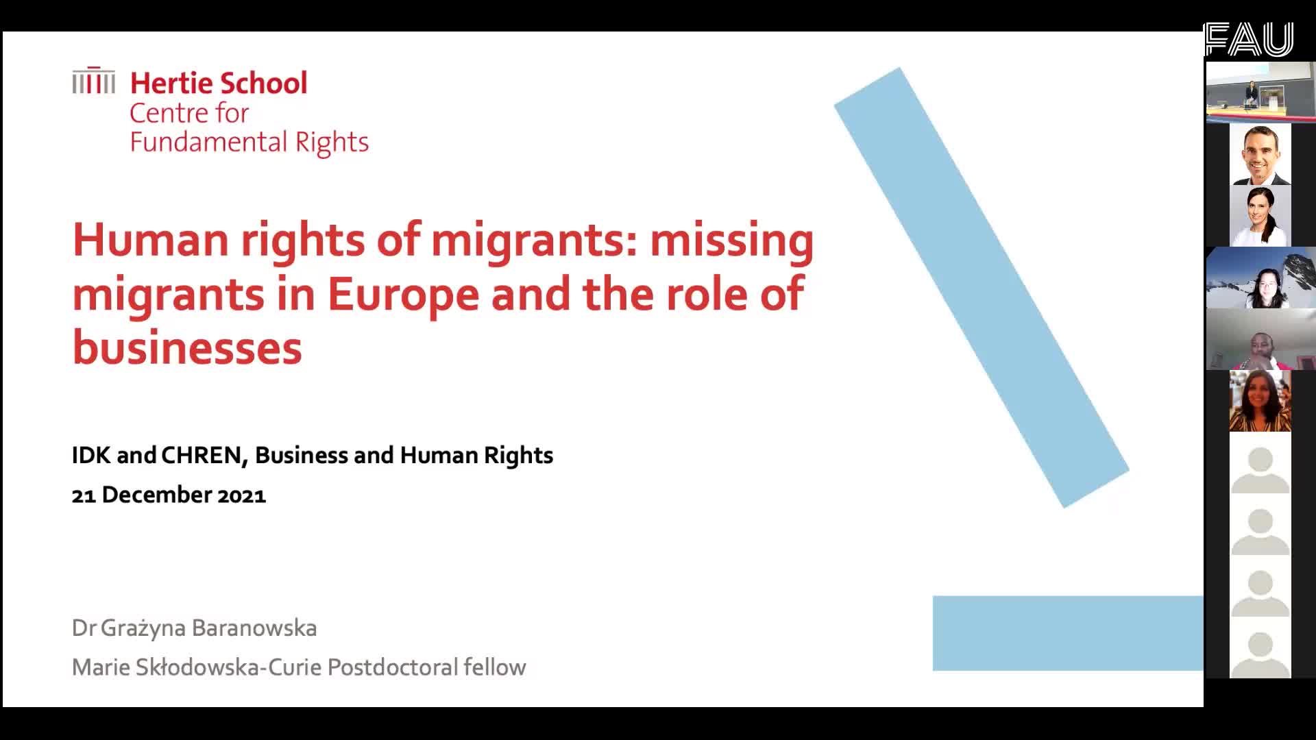 Grazyna Baranowska: "Human Rights of Migrants: Missing Migrants in Europe and the Role of Businesses" preview image