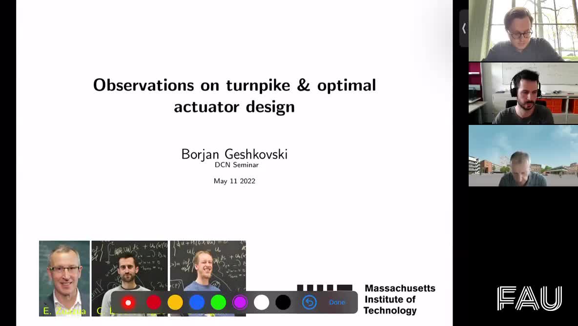 Some observations on the turnpike property and optimal actuator design (B. Geshkovski, MIT) preview image