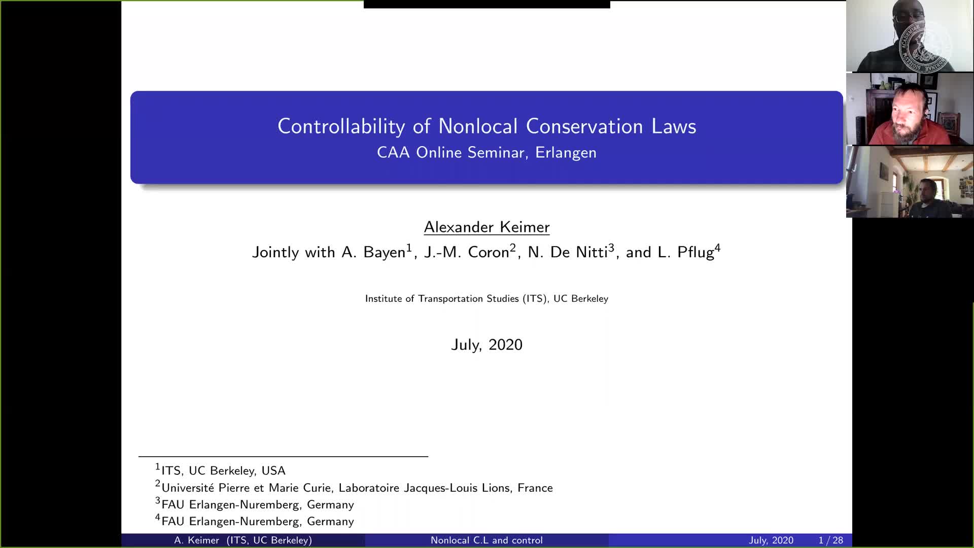 Controllability of nonlocal conservation laws on bounded domain (Alexander Keimer, UC Berkeley) preview image