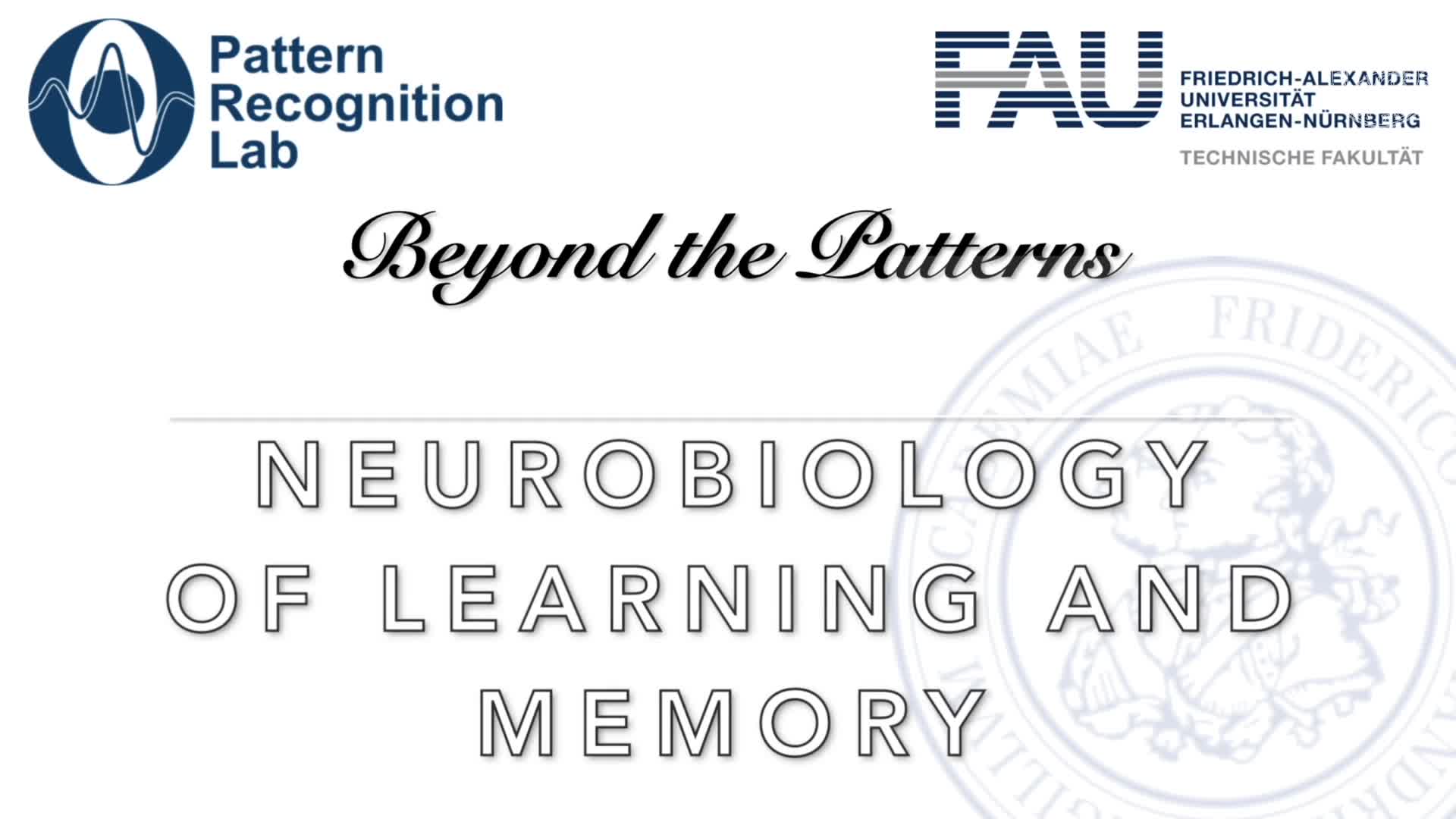 Beyond the Patterns - Prof. Dr. Holger Schulze - Neurobiology of Learning preview image