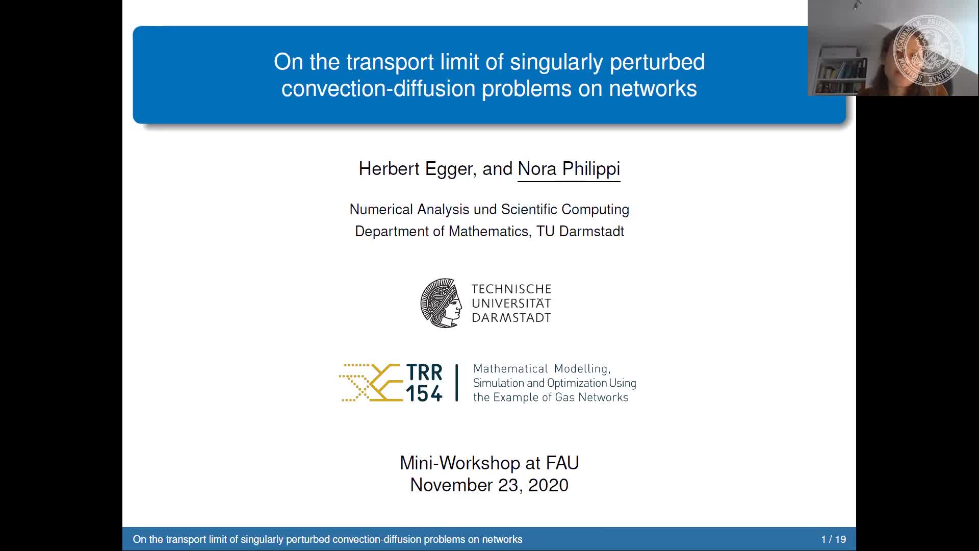 On the transport limit of singularly perturbed convection-diffusion problems on networks (Nora Marie Philippi, TU Damstadt) preview image