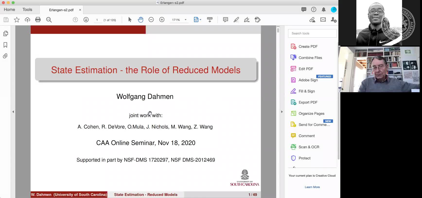State Estimation – the Role of Reduced Models (Wolfgang Dahmen, University of South Carolina) preview image
